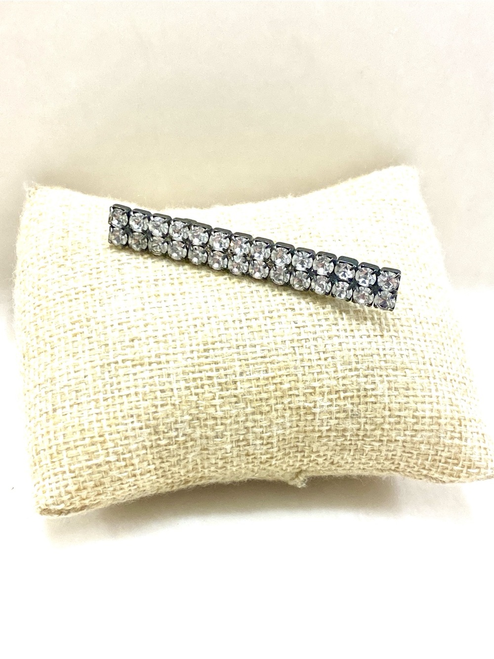 Vintage Clear Crystal Double-Row Bar Hair Clip